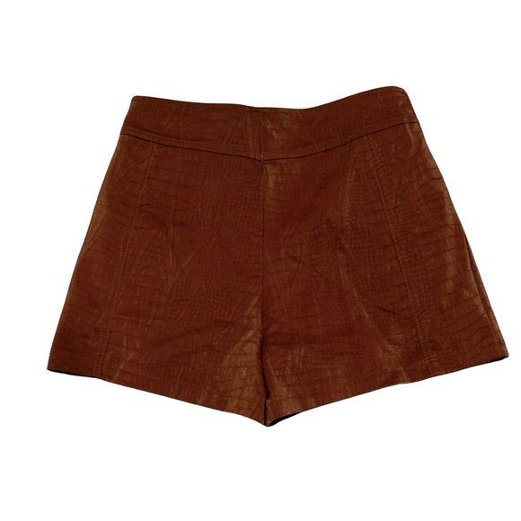 She + Sky Brown Faux Alligator Leather High-Waisted Shorts - Picture 2 of 6